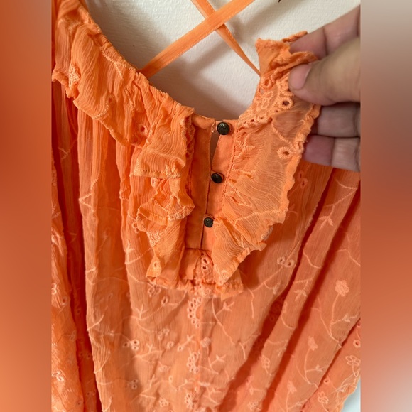NWT Anthropologie Floreat Maryana Open-shoulder Blouse Orange Size L - Picture 6 of 16